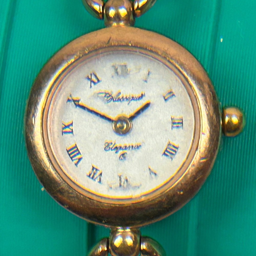 Elegance Vintage Gold Tone Roman Numeral Cocktail Watch 76-08 6.25 Inch